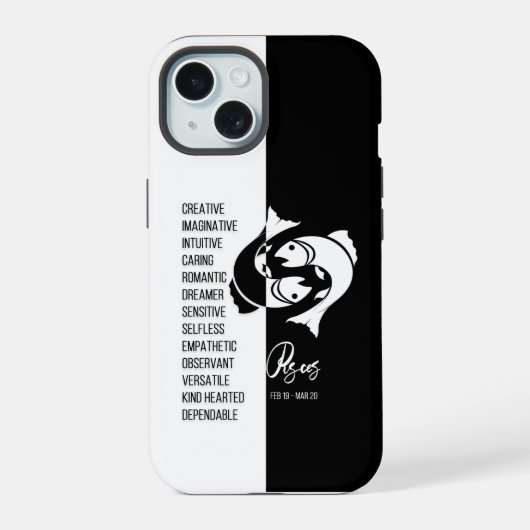 魚座の星座 iPhone 15ケース (裏面)