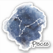 魚座の星空の夜の星座カスタムの切断 シール (正面)