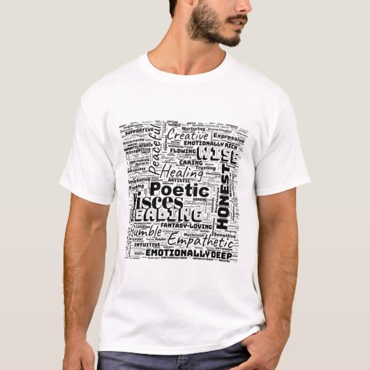 魚座の言葉の雲インスピレーションメンズ Tシャツ (正面)