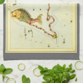 魚座の魚、ヴィンテージ星座天体図ウラニアの鏡 キッチンタオル (折り畳み)