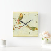 魚座の魚、ヴィンテージ星座天文鏡 スクエア壁時計 (ホーム)