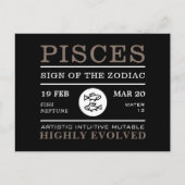 魚座の〔占星術の〕十二宮図の占星術の印 ポストカード (正面)