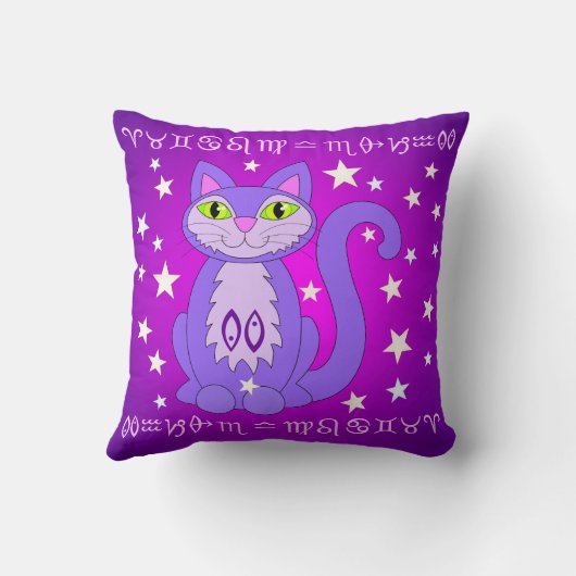 魚座の〔占星術の〕十二宮図猫占星術星座枕 クッション (裏面)