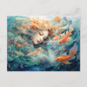 魚座イラストレーション〔占星術の〕十二宮図徴候 ポストカード (正面)