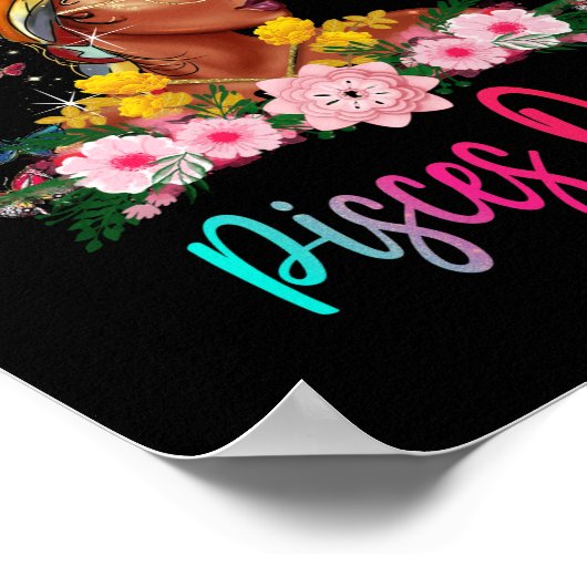 魚座クイーンブラックウィメンズパーシスタントビューティフル ポスター (角)