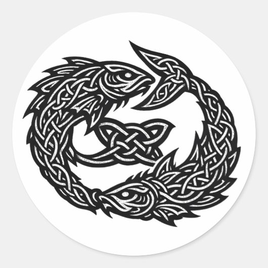 魚座ケルト双流シギル | BurnsInHell インクアート ラウンドシール (正面)