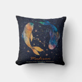 魚座コンステレーション〔占星術の〕十二宮図水彩スター銀河系 クッション (正面)