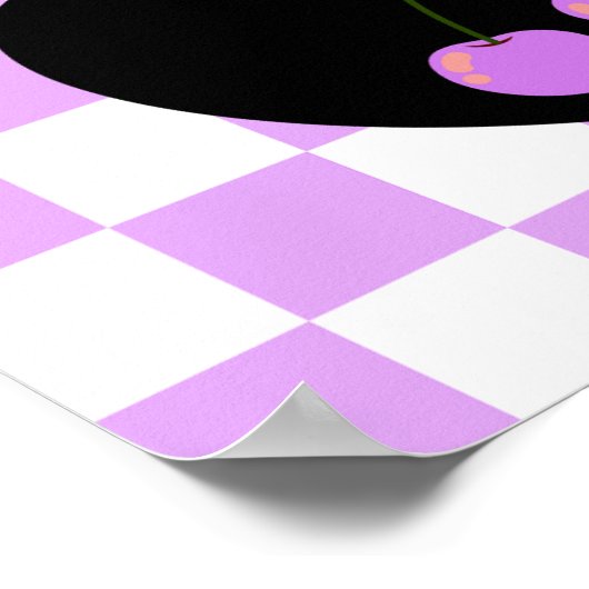 魚座ゴシックエステティック市松模様にさくらんぼアート ポスター (角)