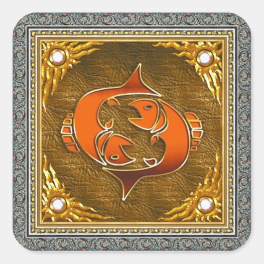 魚座ステッカー スクエアシール (正面)