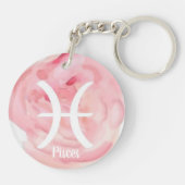 魚座パーソナライズされた水色〔占星術の〕十二宮図標識 キーホルダー (裏面)