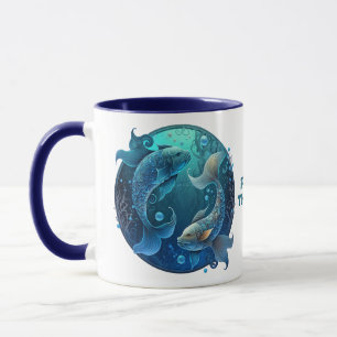 魚座パーソナライズされた魚〔占星術の〕十二宮図星占い誕生日 マグカップ