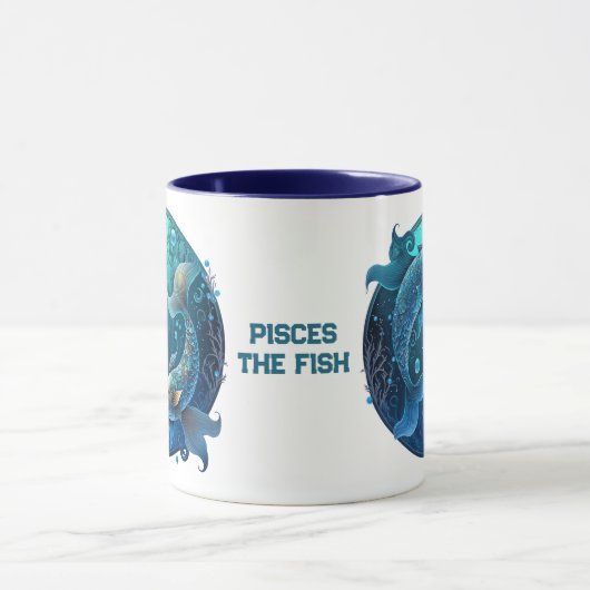魚座パーソナライズされた魚〔占星術の〕十二宮図星占い誕生日 マグカップ (中央)