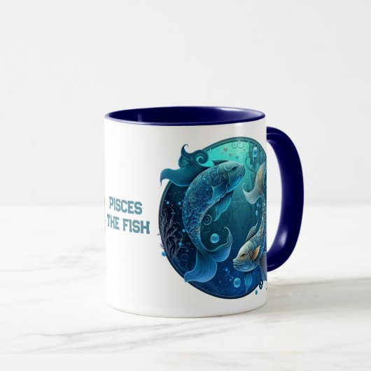 魚座パーソナライズされた魚〔占星術の〕十二宮図星占い誕生日 マグカップ (正面右)
