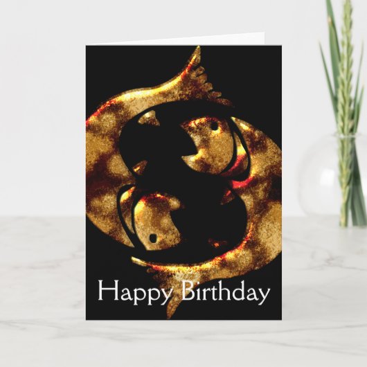 魚座フィッシュマーチハッピーバースデーグリーティングカード カード (正面)