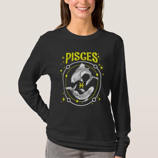 魚座フィッシュ占星術〔占星術の〕十二宮図標識 Tシャツ (正面)