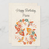 魚座フィッシュ〔占星術の〕十二宮図フローラ誕生日フラットカード (正面/裏面)