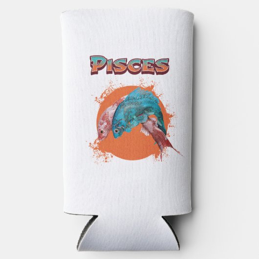 魚座フィッシュ〔占星術の〕十二宮図占星術水星占い標識 スリム缶クーラー (正面)