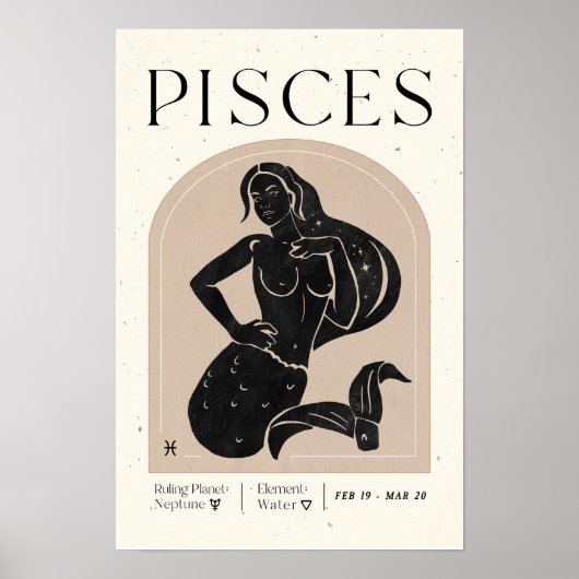 魚座フェミニン〔占星術の〕十二宮図ポスター ポスター (正面)