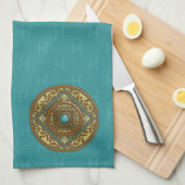 魚座マンダラハンドタオル キッチンタオル (四つ折り)