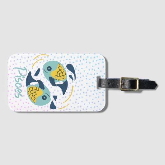 魚座モダン魚〔占星術の〕十二宮図 ラゲッジタグ (正面横)