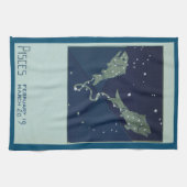 魚座ヴィンテージ〔占星術の〕十二宮図占星術 キッチンタオル (横)