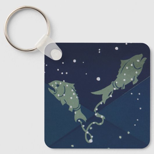 魚座ヴィンテージ〔占星術の〕十二宮図占星術 キーホルダー (正面)