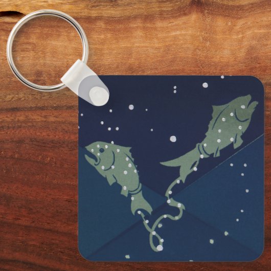 魚座ヴィンテージ〔占星術の〕十二宮図占星術 キーホルダー (正面)