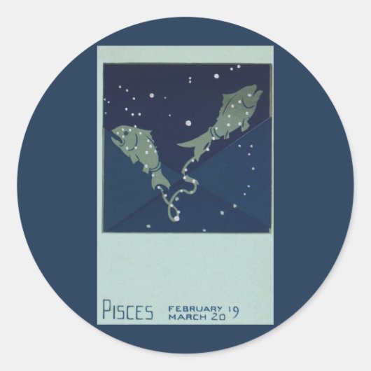 魚座ヴィンテージ〔占星術の〕十二宮図占星術 ラウンドシール (正面)