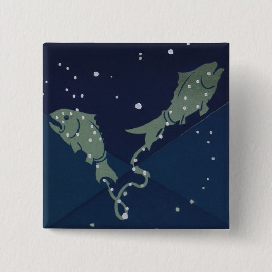 魚座ヴィンテージ〔占星術の〕十二宮図占星術 缶バッジ (正面)