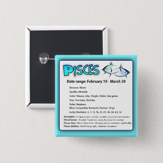 魚座占星術の占星術〔占星術の〕十二宮図磁石 缶バッジ (正面&裏面)