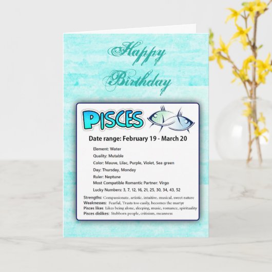 魚座占星術の占星術〔占星術の〕十二宮図誕生日カード カード (黄色い花)