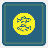 魚座占星術イエローブルーミニマモダンリスト スクエアシール (正面)