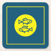 魚座占星術イエローブルーミニマモダンリスト スクエアペーパーコースター (正面)