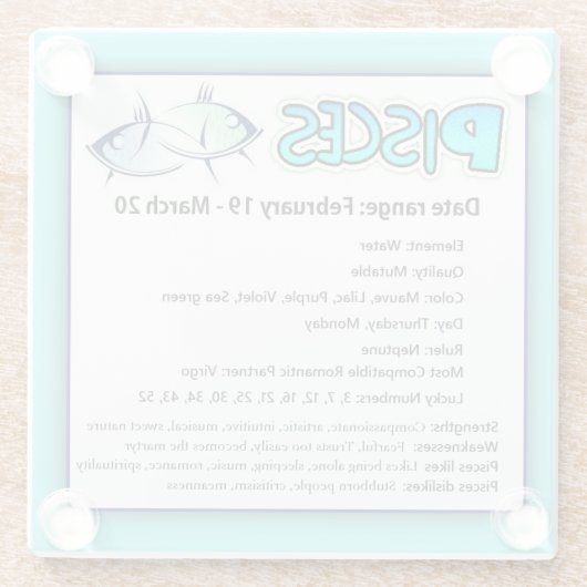 魚座占星術占星術の〔占星術の〕十二宮図サインコースター ガラスコースター (裏面)