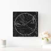 魚座星座マップヘビリウス1690版木、銅版、版画 スクエア壁時計 (ホーム)