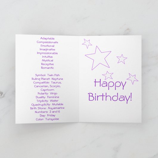 魚座誕生日カード カード (内部)