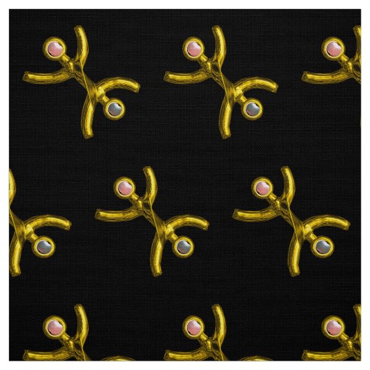 魚座金ゴールド〔占星術の〕十二宮図誕生日宝石及び真珠ブラック ファブリック (見本)