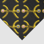 魚座金ゴールド〔占星術の〕十二宮図誕生日宝石及び真珠ブラック 薄葉紙 (詳細)