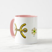 魚座金ゴールド〔占星術の〕十二宮図誕生日真珠 マグカップ (正面左)