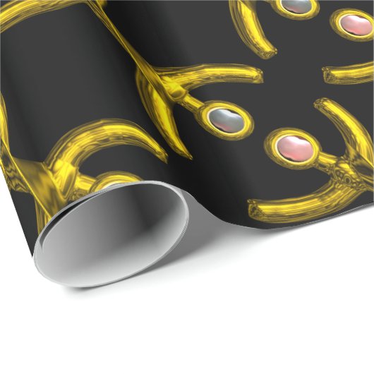 魚座金ゴールド〔占星術の〕十二宮図誕生日真珠 ラッピングペーパー (ロールコーナー)