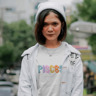 魚座 タイポグラフィ おしゃれな 星座 カラフル Tシャツ