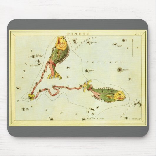 魚座 ヴィンテージ星座 ウラニアの鏡 マウスパッド (正面)