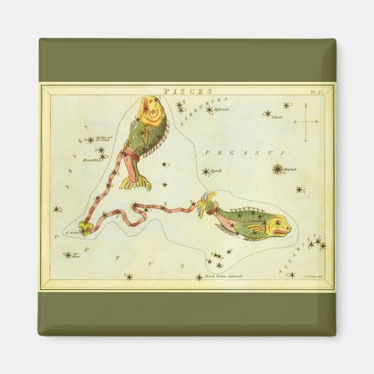 魚座 ヴィンテージ星座 ウラニアの鏡 マグネット (正面)