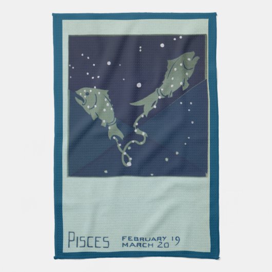 魚座 ヴィンテージ 占星術 星座 キッチンタオル (縦)