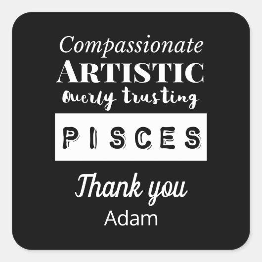 魚座〔占星術の〕十二宮図おもしろい特性誕生日 スクエアシール (正面)