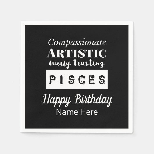 魚座〔占星術の〕十二宮図おもしろい特性誕生日 スタンダードカクテルナプキン (正面)