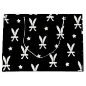 魚座〔占星術の〕十二宮図のシンボルと星パターン ラージペーパーバッグ (正面)