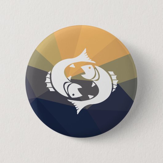 魚座〔占星術の〕十二宮図の丸ピンバックボタン 缶バッジ (正面)