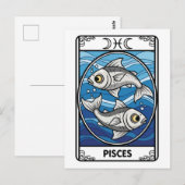 魚座〔占星術の〕十二宮図イラストレーションタロットスタイル ポストカード (正面/裏面)