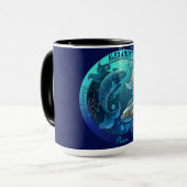 魚座〔占星術の〕十二宮図カスタマイズ可能なコーヒー マグカップ (正面左)